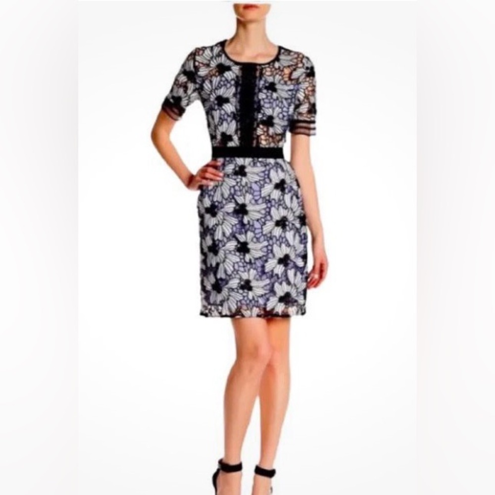 Romeo & Juliet Couture Navy and White Floral Dress